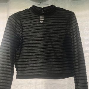 Grey & Sparkly Long Sleeved Crop Top